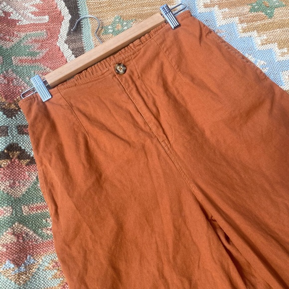 Wide Leg Cropped Chino Pants in Rust - Picture 4 of 5